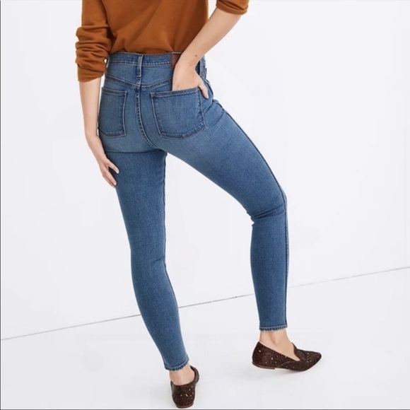 NWT Madewell 10” High Rise Skinny Jeans In Dewitt Wash: Button Front Tencel - Picture 4 of 10